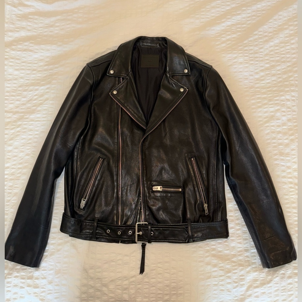 All Saints Wick Biker Leather Jacket Size Large